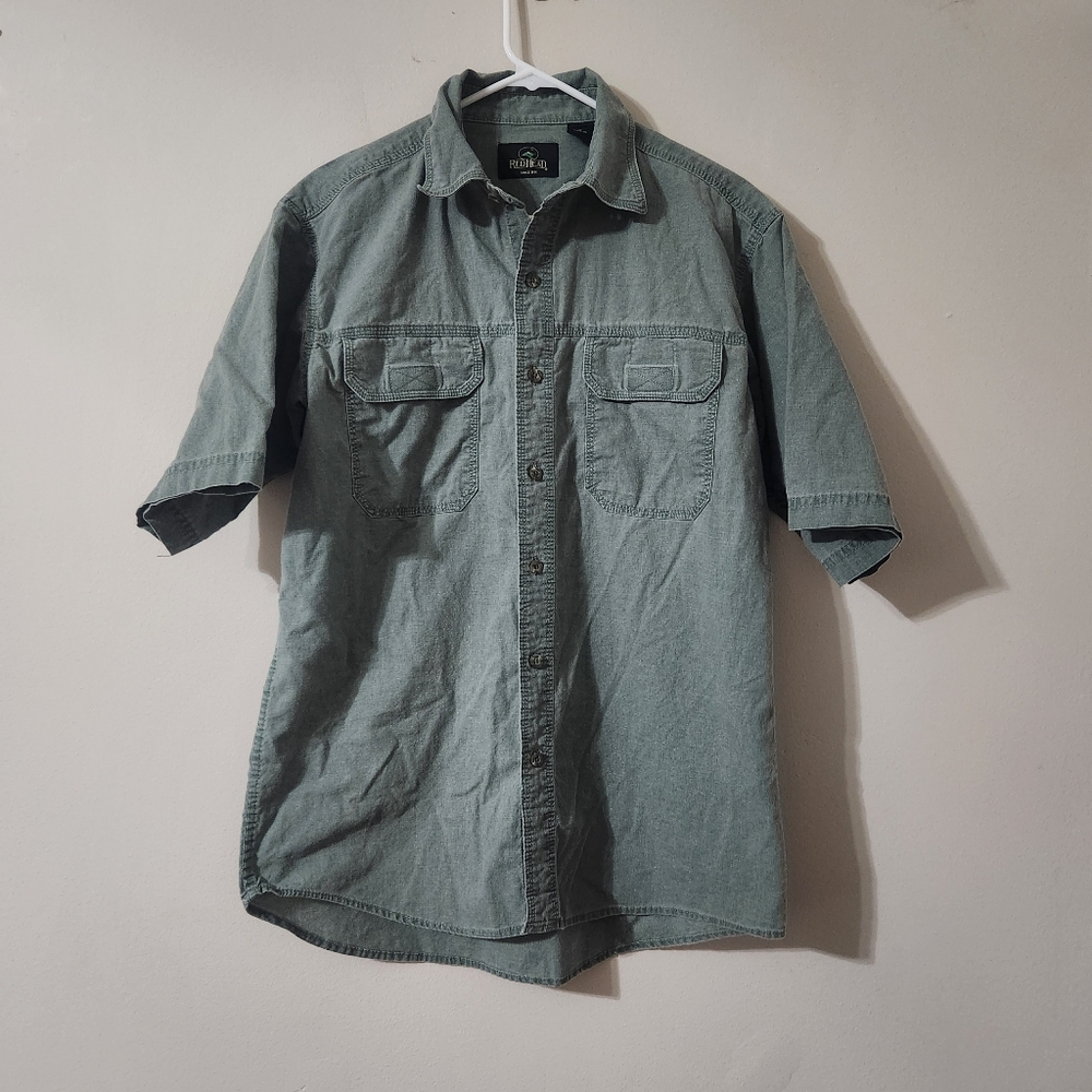 Redhead green fishing tee size medium y2k faded look men short sleeve summer